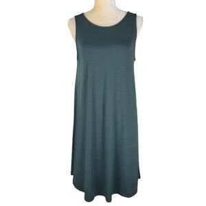 LOFT Sage Green Stretch Jersey Bar Back Sleeveless Pullover Mini Swing Dress M
